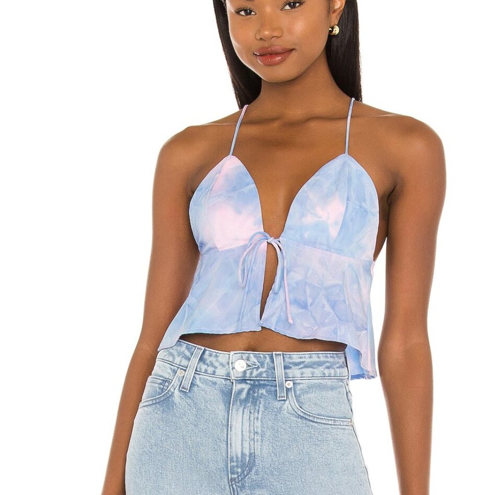 Never Worn - Revolve Super Down Isla Top XS - Tie Dye Pink and Blue XS